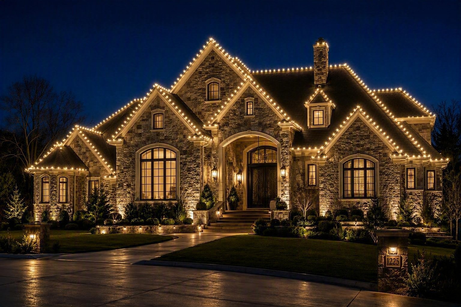 Golden Glow installer hanging Christmas lights